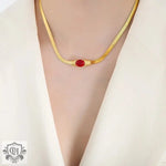 18K Gold Vintage Inlaid Zircon Bracelet and Necklace - QH Clothing