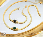 18K Gold Vintage Inlaid Zircon Bracelet and Necklace - QH Clothing