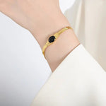 18K Gold Vintage Inlaid Zircon Bracelet and Necklace - QH Clothing