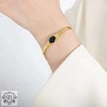 18K Gold Vintage Inlaid Zircon Bracelet and Necklace - QH Clothing