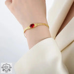 18K Gold Vintage Inlaid Zircon Bracelet and Necklace - QH Clothing