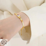 18K Gold Vintage Inlaid Zircon Bracelet and Necklace - QH Clothing