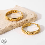 18K Gold Wheat Hoop Earrings - QH Clothing