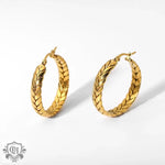 18K Gold Wheat Hoop Earrings - QH Clothing