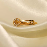 18K Gold White Inlay Paper Clip Ring - QH Clothing