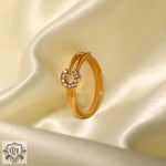 18K Gold White Inlay Paper Clip Ring - QH Clothing