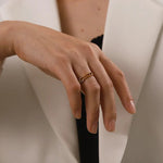 18K Gold White Inlay Paper Clip Ring - QH Clothing