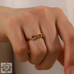 18K Gold White Inlay Paper Clip Ring - QH Clothing