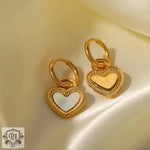 18K Gold White Shell Heart Earrings - QH Clothing