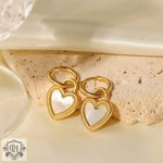 18K Gold White Shell Heart Earrings - QH Clothing