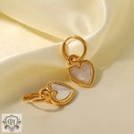 18K Gold White Shell Heart Earrings - QH Clothing