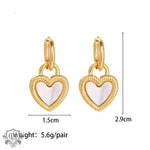 18K Gold White Shell Heart Earrings - QH Clothing