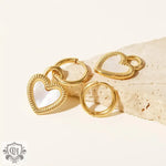 18K Gold White Shell Heart Earrings - QH Clothing