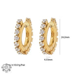 Elegant pair of 18K Gold hoop earrings featuring sparkling white square zircon crystals