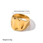 18K gold trendy simple wide hammer pattern design ring - QH Clothing