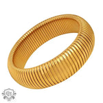 18K Gold Wide Style Bracelet with Line Design - QH Clothing