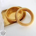 18K Gold Wide Style Bracelet with Line Design - QH Clothing