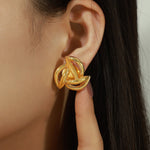 18k gold fashionable luxury windmill hollow design versatile earrings - QH Clothing