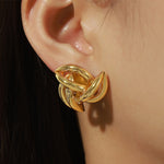 18k gold fashionable luxury windmill hollow design versatile earrings - QH Clothing