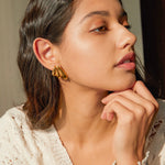 18k gold novel and simple wing-shaped design earrings - QH Clothing