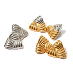 18k gold classic fashion triangle with braided texture design earrings - QH Clothing