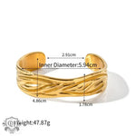 18k Gold Wrinkle Design Cuff Bracelet - QH Clothing