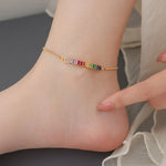 18K gold noble and dazzling zircon design light luxury style anklet - QH Clothing