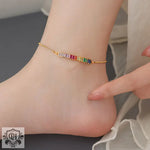 18K gold noble and dazzling zircon design light luxury style anklet - QH Clothing