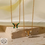 18K Gold Zircon Butterfly Necklace - QH Clothing