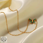 18K Gold Zircon Butterfly Necklace - QH Clothing