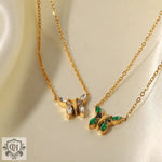 18K Gold Zircon Butterfly Necklace - QH Clothing