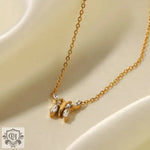 18K Gold Zircon Butterfly Necklace - QH Clothing