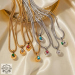 18K Gold Zircon Encrusted Bead Necklace - QH Clothing