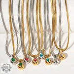 18K Gold Zircon Encrusted Bead Necklace - QH Clothing