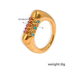 18K gold simple and elegant geometric inlaid zircon design versatile ring - QH Clothing