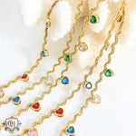 18K Gold Zircon Heart-Shaped Wave Chain Necklace - QH Clothing