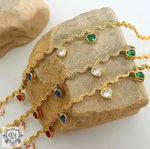 18K Gold Zircon Heart-Shaped Wave Chain Necklace - QH Clothing