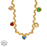 18K Gold Zircon Heart-Shaped Wave Chain Necklace - QH Clothing