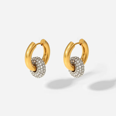 18K Gold Zircon Hoop Drop Earrings - QH Clothing