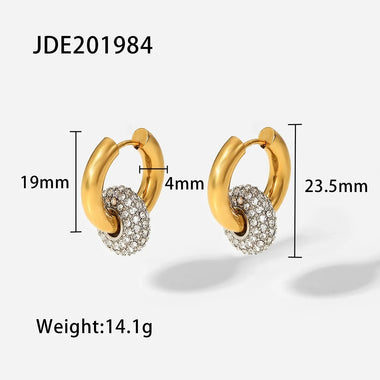 18K Gold Zircon Hoop Drop Earrings - QH Clothing