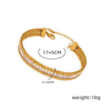 18K gold hip-hop fashion keel chain with zircon design bracelet - QH Clothing