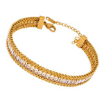 18K gold hip-hop fashion keel chain with zircon design bracelet - QH Clothing