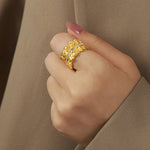 18K gold light luxury personalized love inlaid zircon design versatile ring - QH Clothing