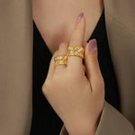 18K gold light luxury personalized love inlaid zircon design versatile ring - QH Clothing