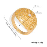 18K gold noble and atmospheric dot pattern inlaid zircon open design light luxury style ring - QH Clothing