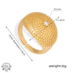 18K gold noble and atmospheric dot pattern inlaid zircon open design light luxury style ring - QH Clothing