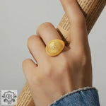 18K gold noble and atmospheric dot pattern inlaid zircon open design light luxury style ring - QH Clothing