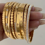 18K gold retro fashionable zircon design versatile bracelet - QH Clothing