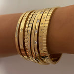 18K gold retro fashionable zircon design versatile bracelet - QH Clothing