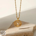 18K Gold Zircon Star Pendant Necklace - QH Clothing